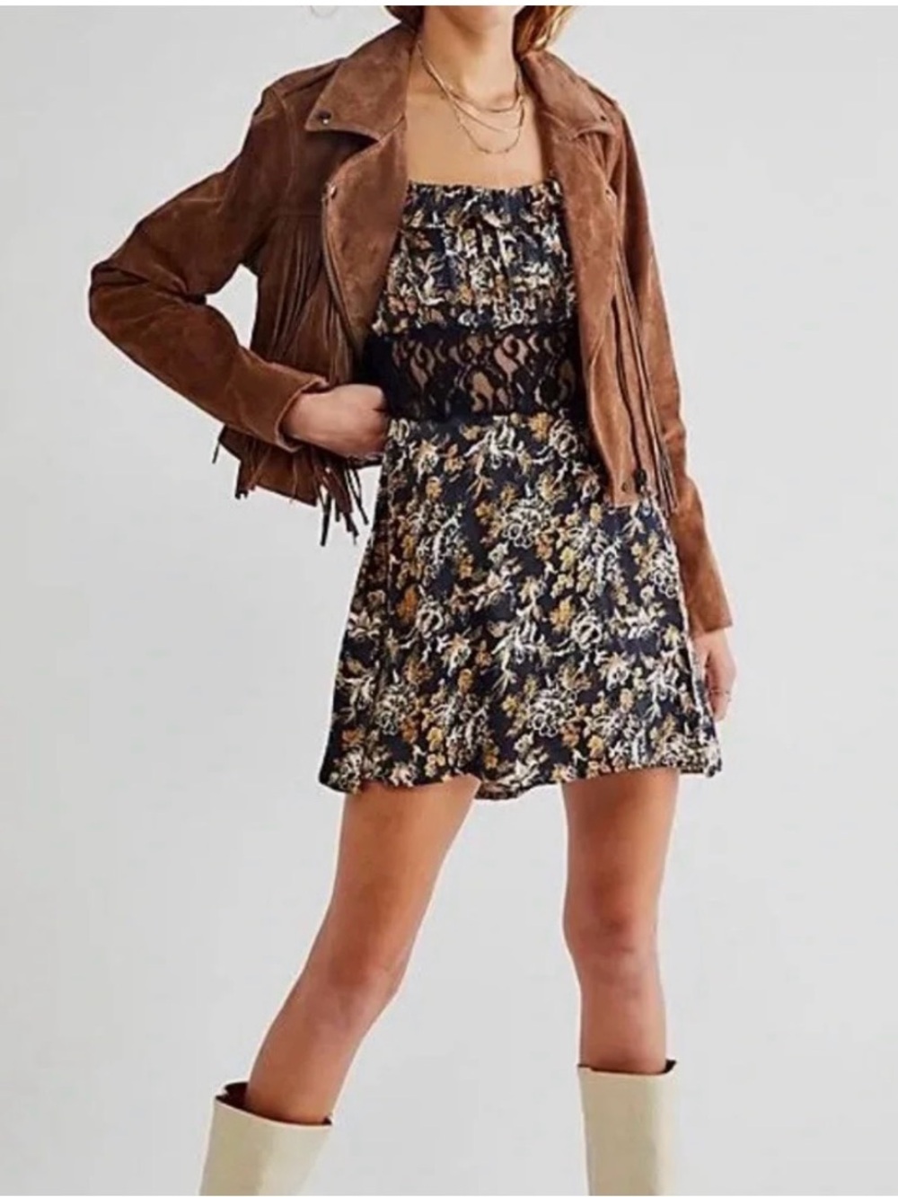 Free People Lucie Minidress in Black Combo